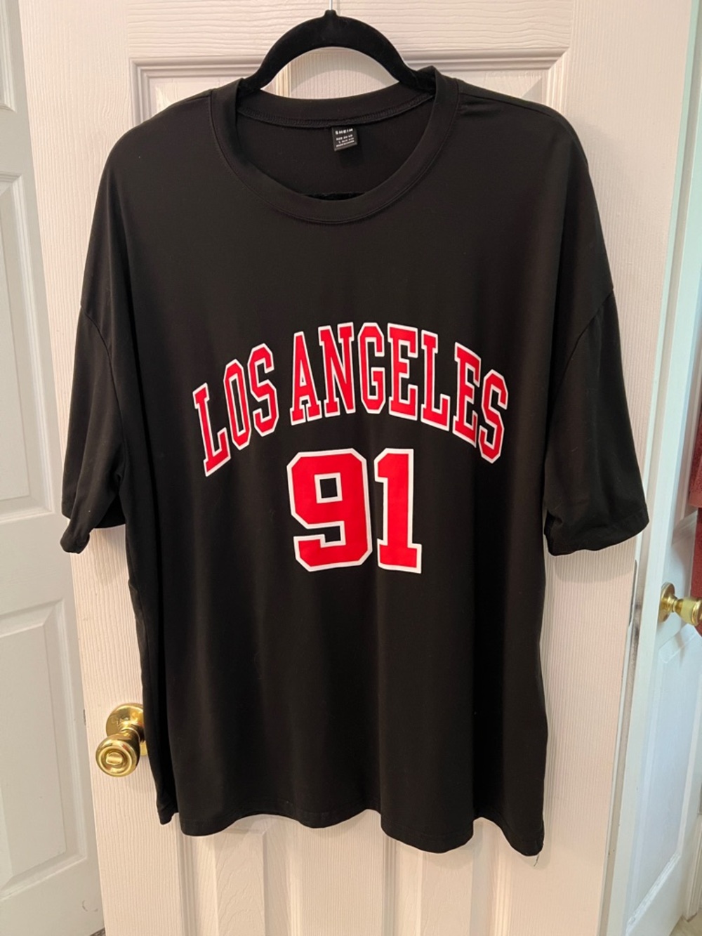 SHEIN Black Los Angeles '91 Graphic Short Sleeve Tee